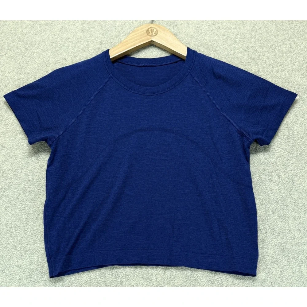 Lululemon Womens Swiftly Tech Cropped Top Cobalt Blue Short Sleeve Lightweight 6